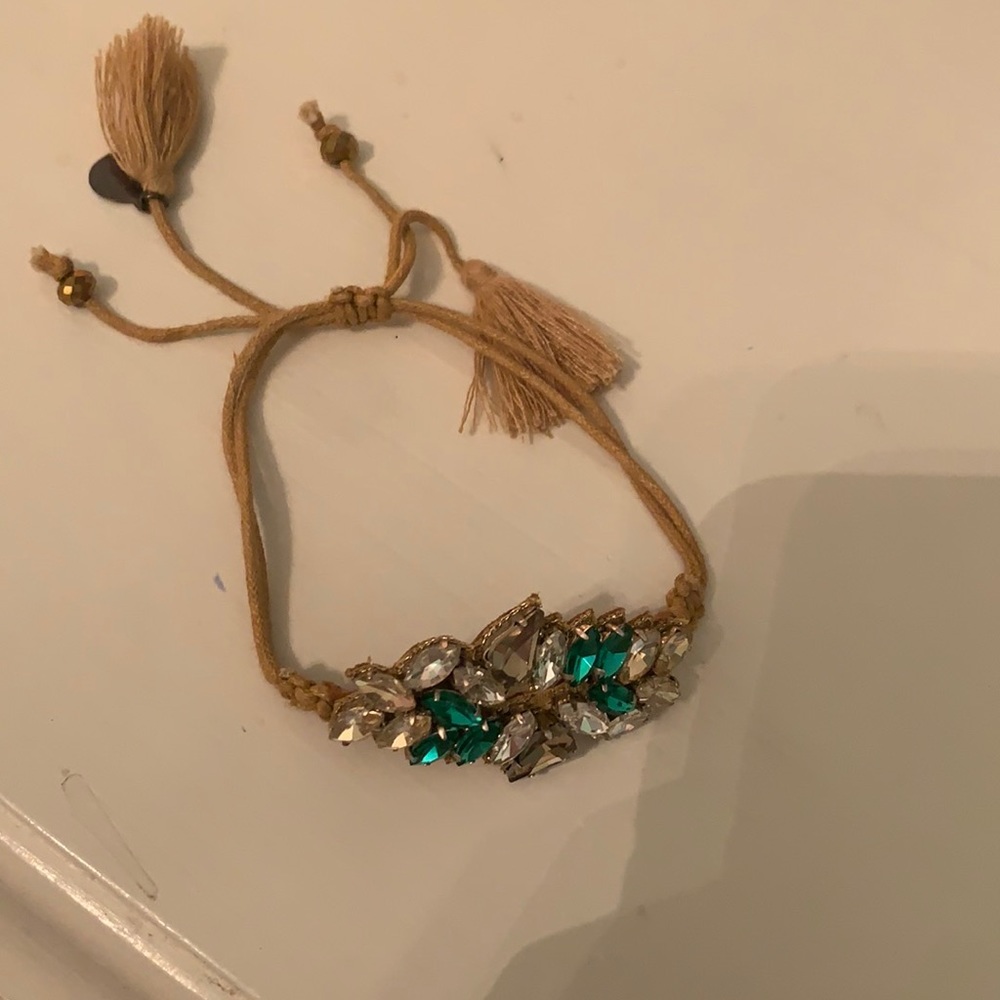Rhinestone String Tie Bracelet